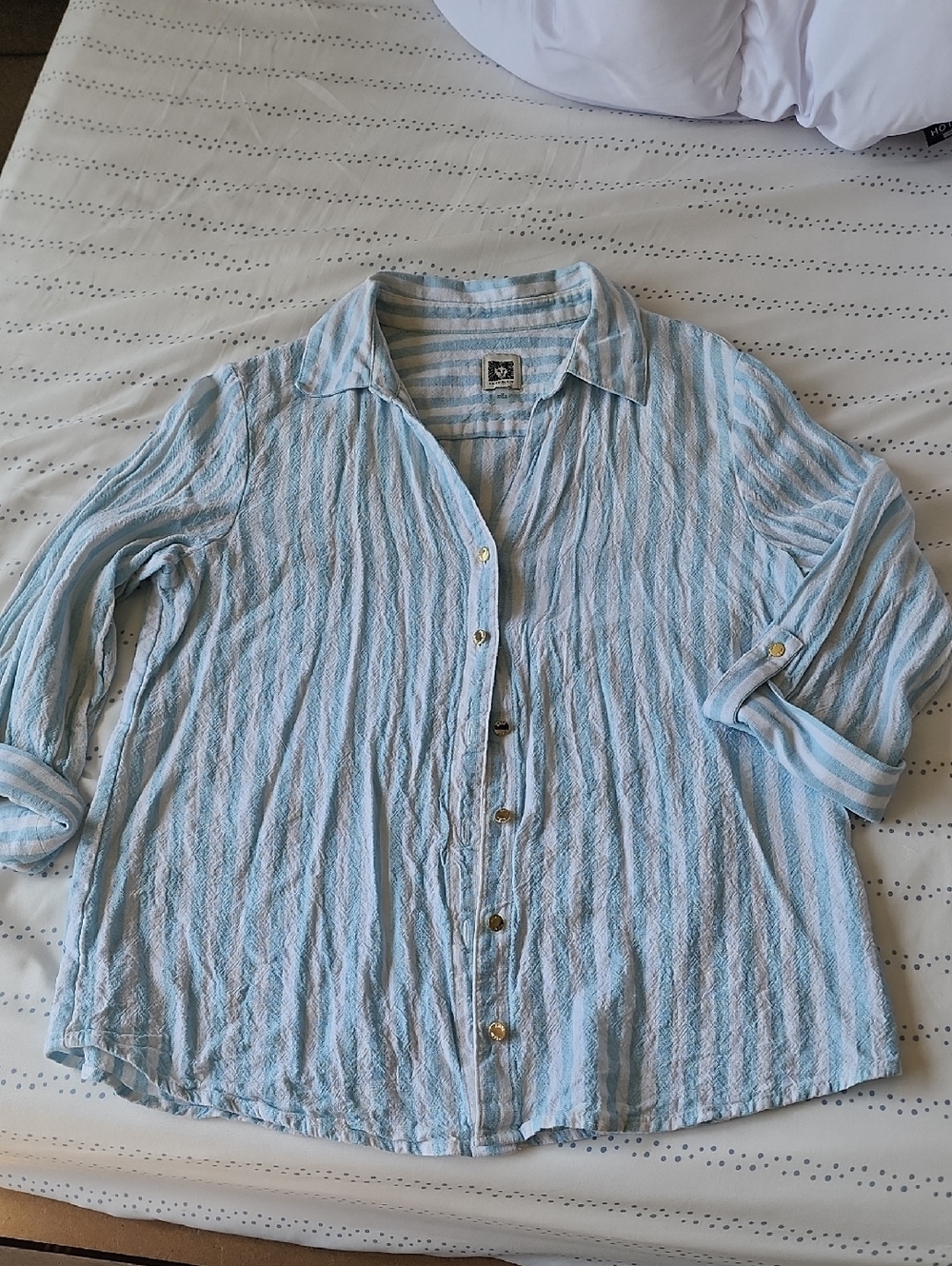 Anne Klein Linen Viscose Blend Button-Up Shirt